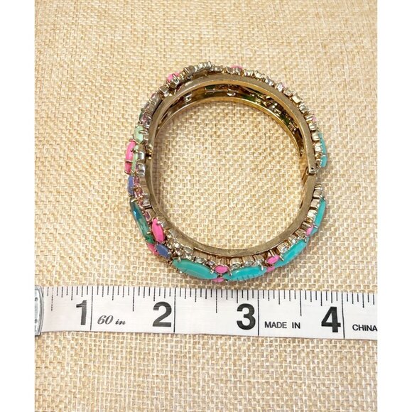 J.Crew Multicolor Rhinestone Clasp Statement Bracelet - PreOwned - Picture 6 of 6